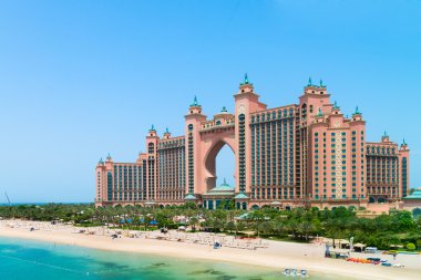 Atlantis, the Palm luxury hotel resort is located on an artifici clipart