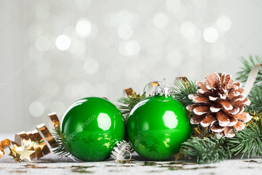 branch of Christmas tree with decoration ball 