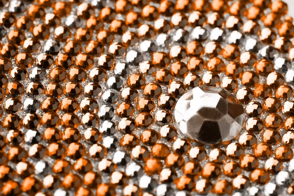 Textura laranja e prata com cristais — Fotografia de Stock