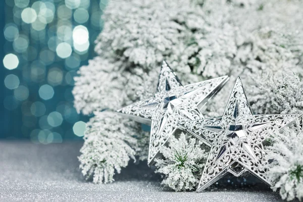 Tak van kerstboom met sterren — Stockfoto