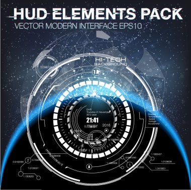 Dış uzaya. Infographic elemanları, fütüristik UI