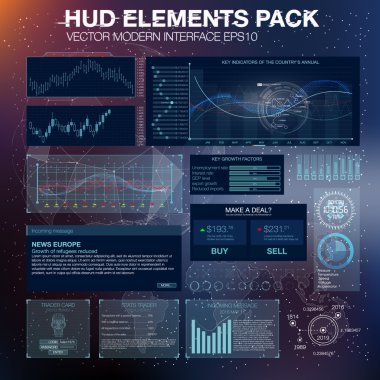 Dış uzaya. Infographic elemanları, fütüristik UI