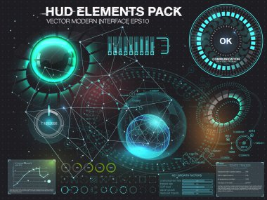 Dış uzaya. Infographic elemanları, fütüristik UI
