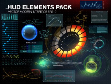 Dış uzaya. Infographic elemanları, fütüristik UI