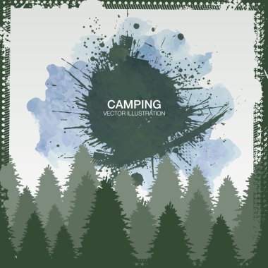 Orman silueti Grafik afiş