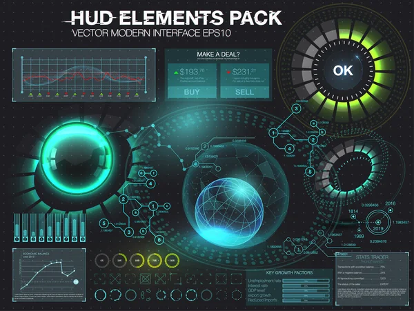 Lo spazio esterno. elementi infografici, interfaccia utente futuristica — Vettoriale Stock