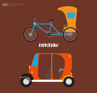Indian auto rickshaw and pedicab clipart