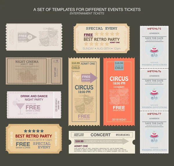 Collectie Vintage tickets en Coupons — Stockvector