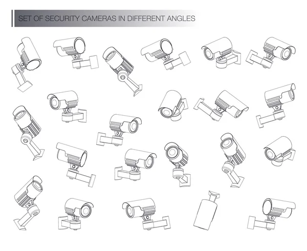 Icônes de ligne caméra de surveillance — Image vectorielle