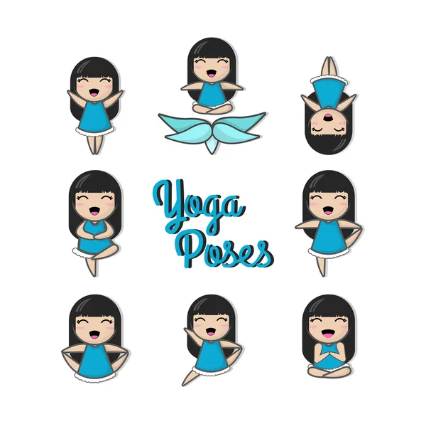 Set con mujer en poses de yoga — Archivo Imágenes Vectoriales