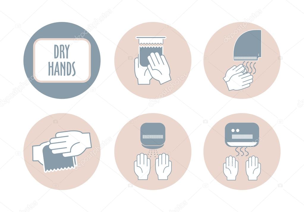 drying hands infographic elements