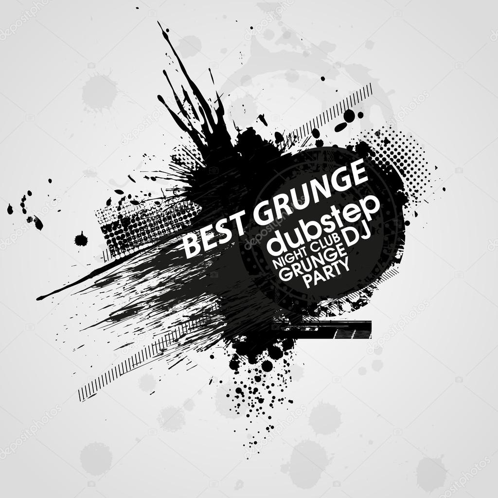 Grunge banner with an inky dribble strip with copy space