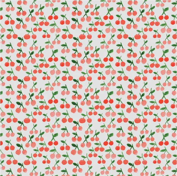 Seamless pattern with watercolor cherries — Stock Vector