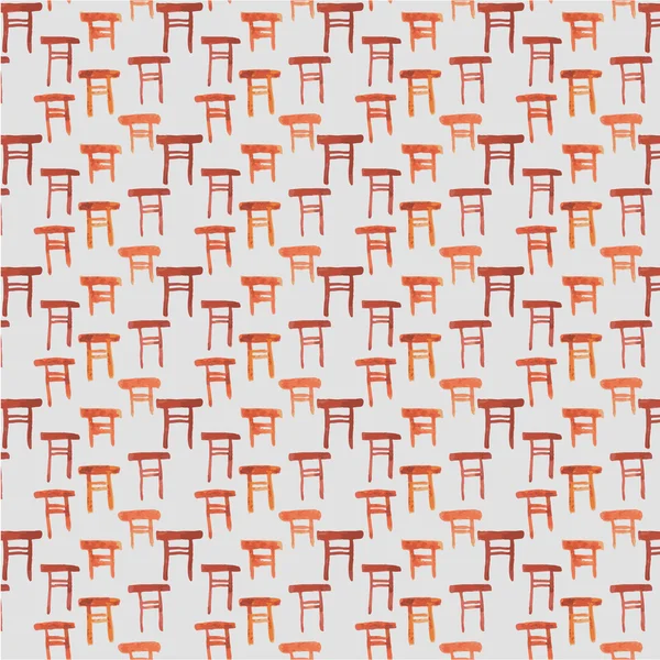 水彩椅子のシームレスなパターン — ストックベクタ