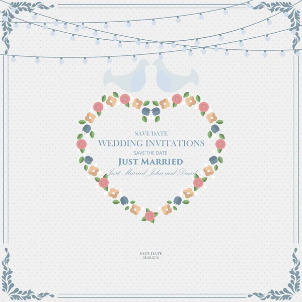 Kartu undangan hari pernikahan - Stok Vektor