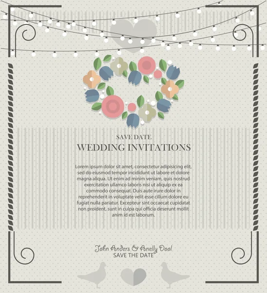 Tarjeta de invitación de boda — Vector de stock