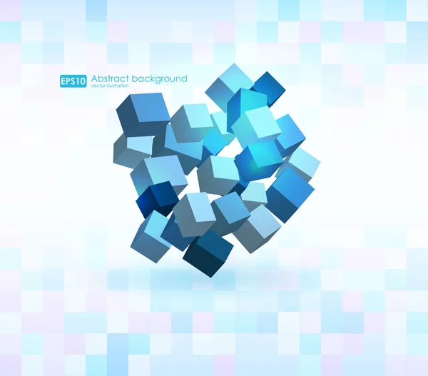 3D kuber i blå färg — Stock vektor