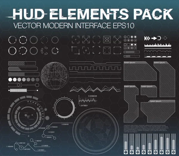 Ensemble d'éléments web dans le style HUD — Image vectorielle