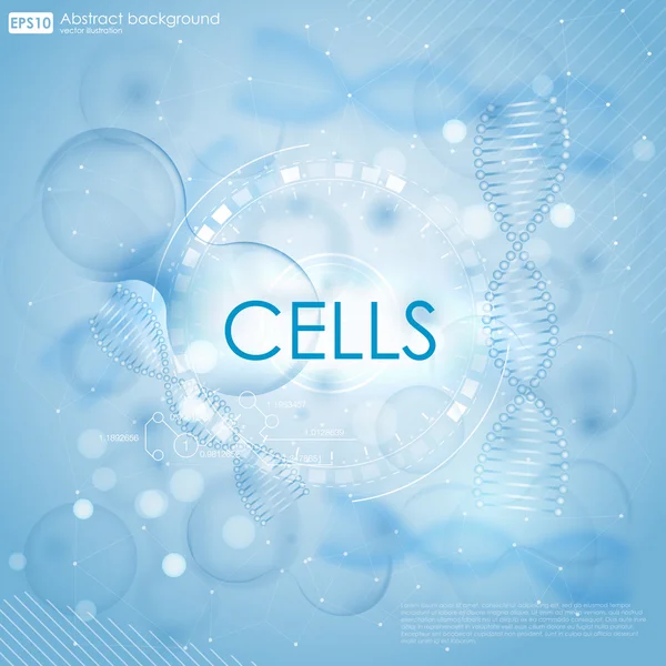 Medische achtergrond met Dna en cellen — Stockvector