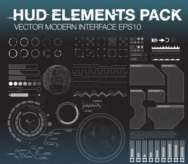 Conjunto de elementos web en estilo HUD — Vector de stock