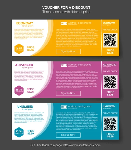 Ваучеры на баннеры со скидкой — стоковый вектор