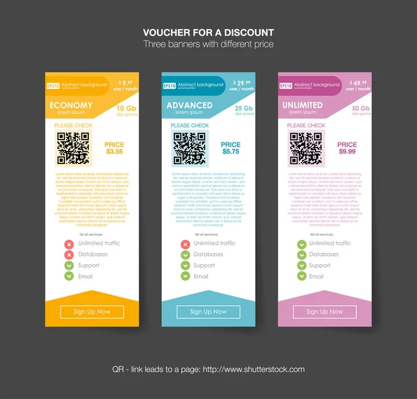 Vouchers para banners de desconto — Vetor de Stock