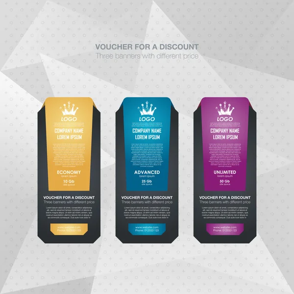 Tres banners de tarifas — Vector de stock