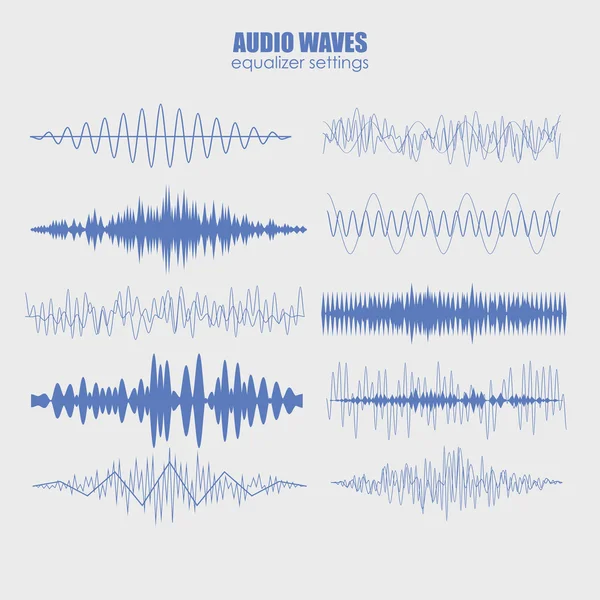 Conjunto de tecnología de ecualizador de audio — Archivo Imágenes Vectoriales