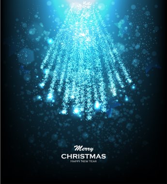 Christmas background with blue magic stars