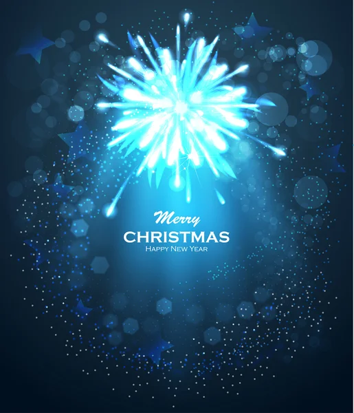 Christmas background with blue magic stars — Stock Vector