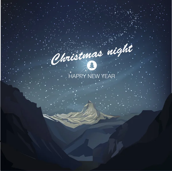 Christmas night  in mountains — Stockvector
