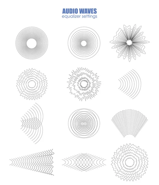 Conjunto grande cor ondas sonoras —  Vetores de Stock
