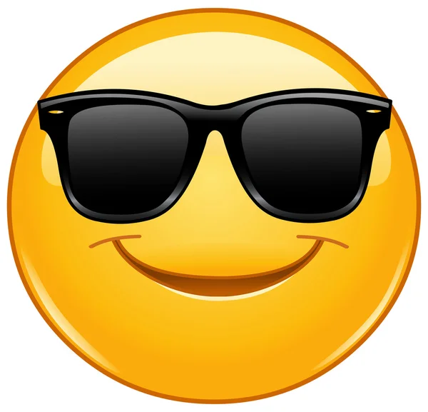 Emoticono sonriente con gafas de sol — Vector de stock