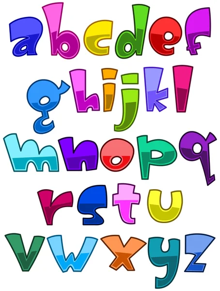 Luminoso cartone animato alfabeto minuscolo — Vettoriale Stock