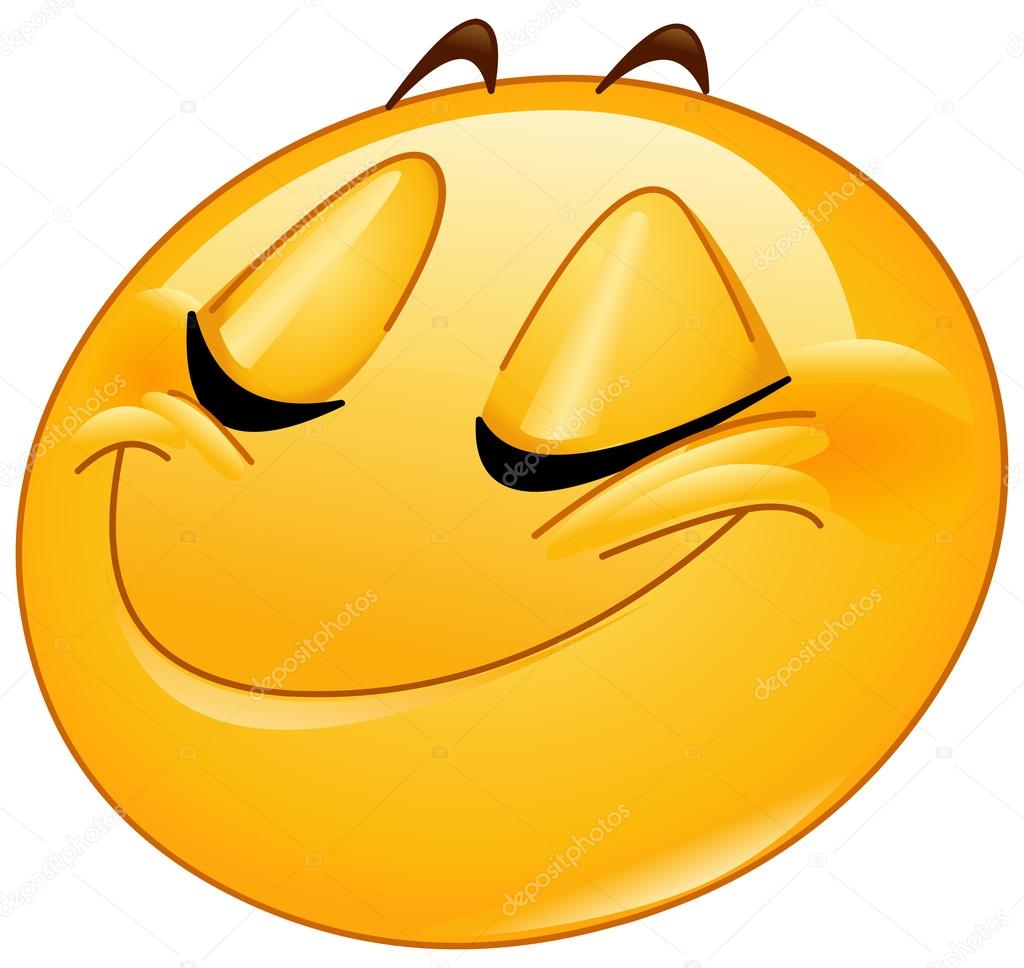 Sonriendo con los ojos cerrados emoticono femenino — Vector de stock