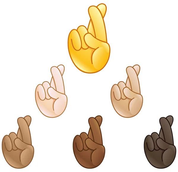 Hand mit Zeige- und Mittelfinger gekreuzten Emojis — Stockvektor