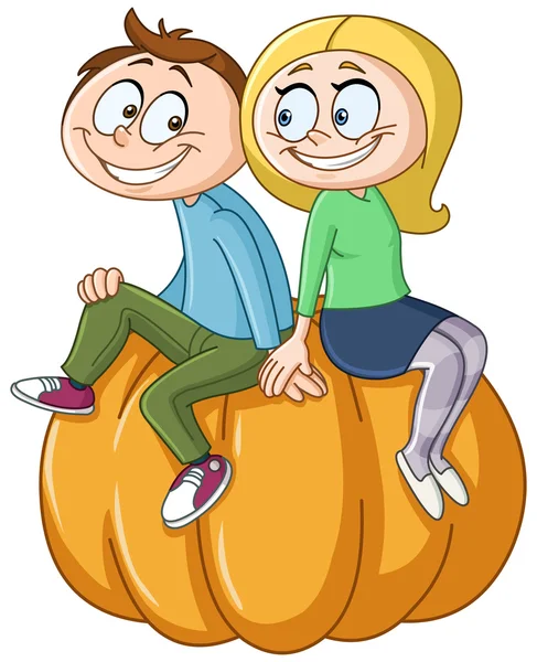 Couple on pumpkin — Stock Vector