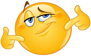 Emoji emojisi kendini mutlu olarak göstererek kendiyle gurur duyar..