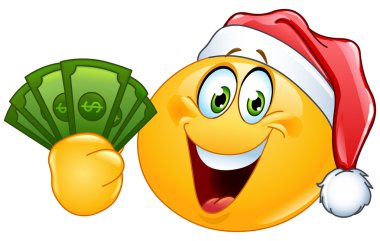Noel Baba şapkası ve dolar ile ifade