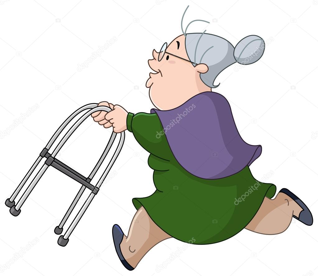 Vieja corriendo con andador — Vector de stock © yayayoyo 61619875