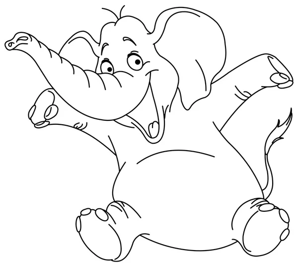 Éléphant joyeux esquissé — Image vectorielle