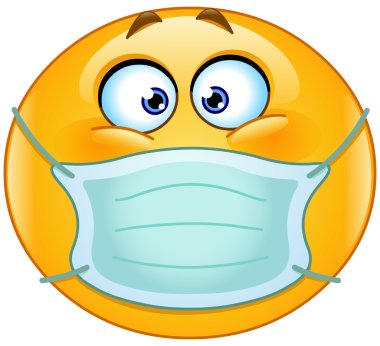 Emoticon with medical mask clipart