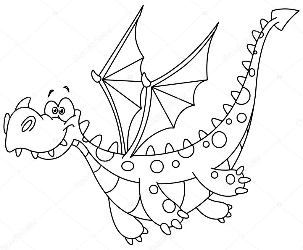 Outlined flying dragon