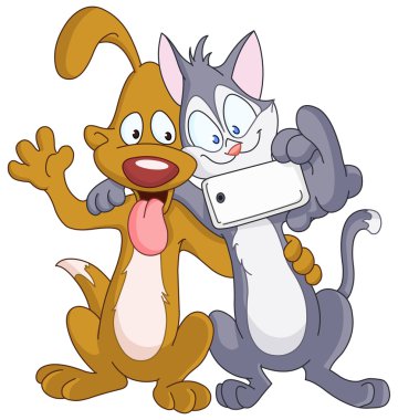 Köpek ve kedi selfie