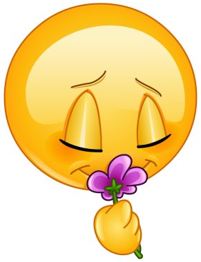 Smelling flower emoticon clipart