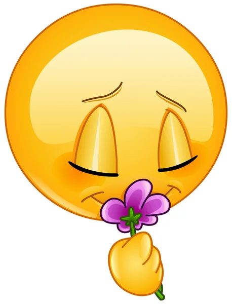 Emoticon flor cheiro — Vetor de Stock