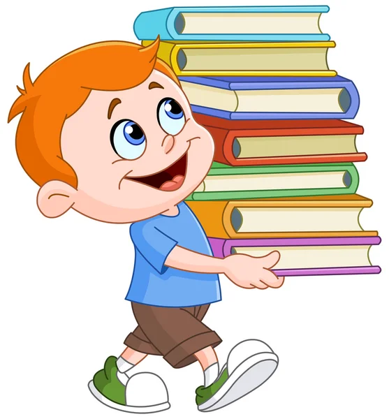 Boy carrying books — Stock Vector