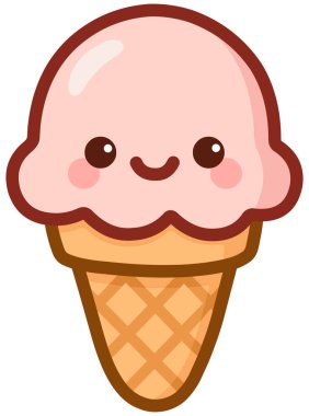 Gülümseyen dondurma külahının Kawaii çizimi