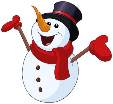 Snowman raising arms clipart