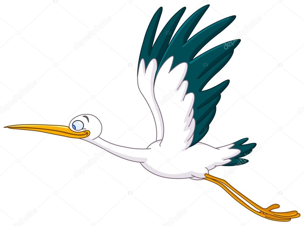 Vector stork flying